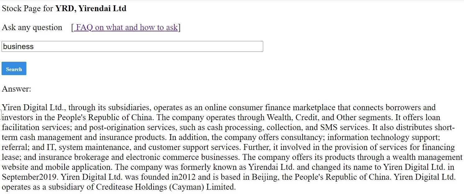 business description example